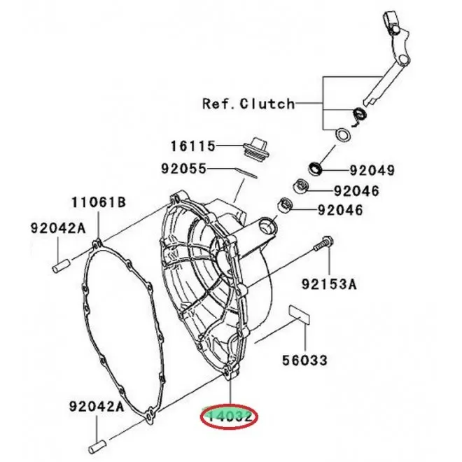 Achat carter embrayage droit zx10r 14032008711e  KAWASAKI  MOTOSHOP 35