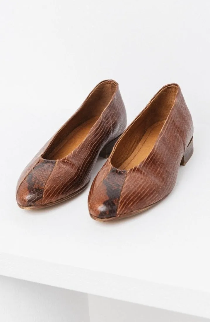 Ballerines Flèche patchwork cognac