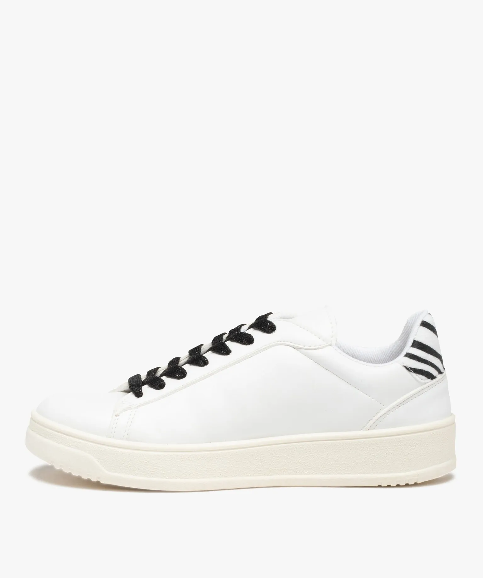 baskets femme unies avec contrefort zebre blanc baskets et tennis