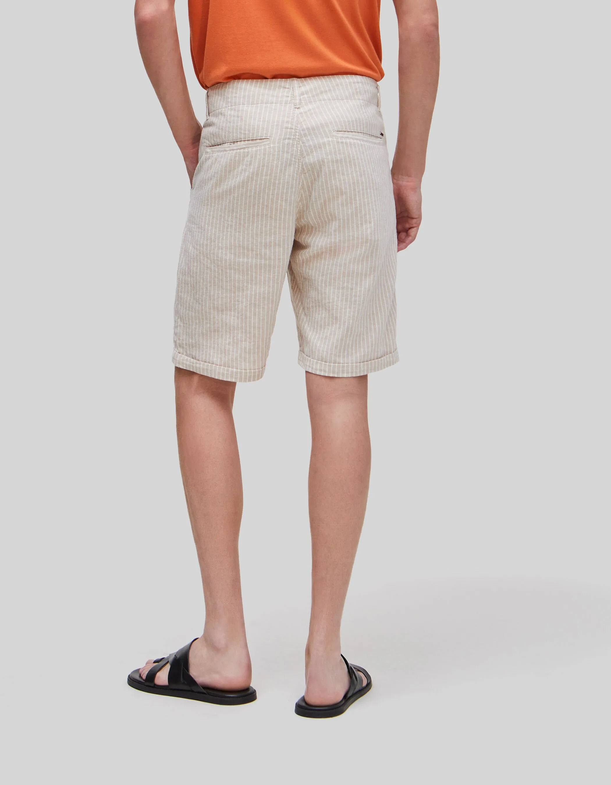 Bermuda chino CROPPED beige à rayures Homme