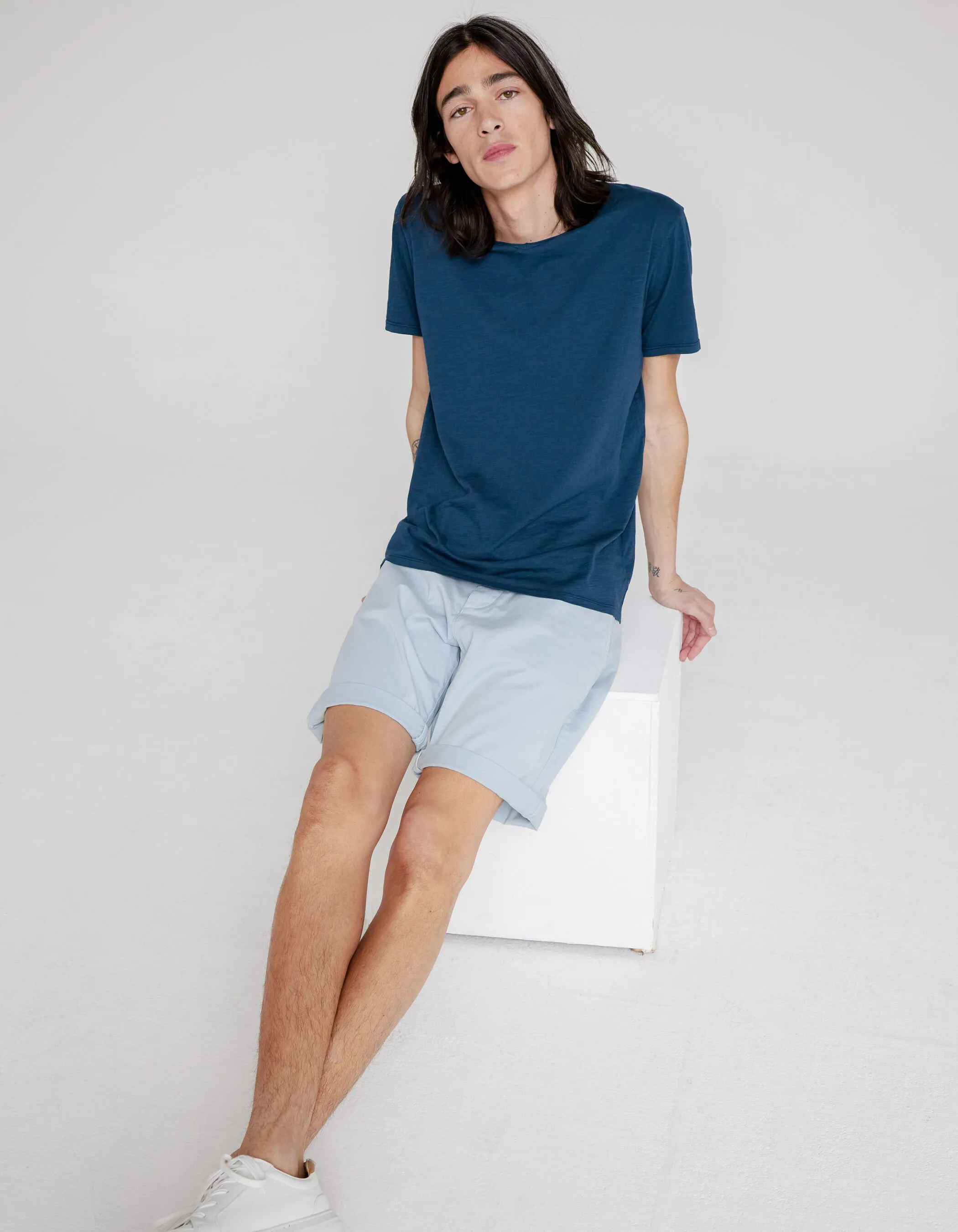 Bermuda chino TAPERED azur Homme