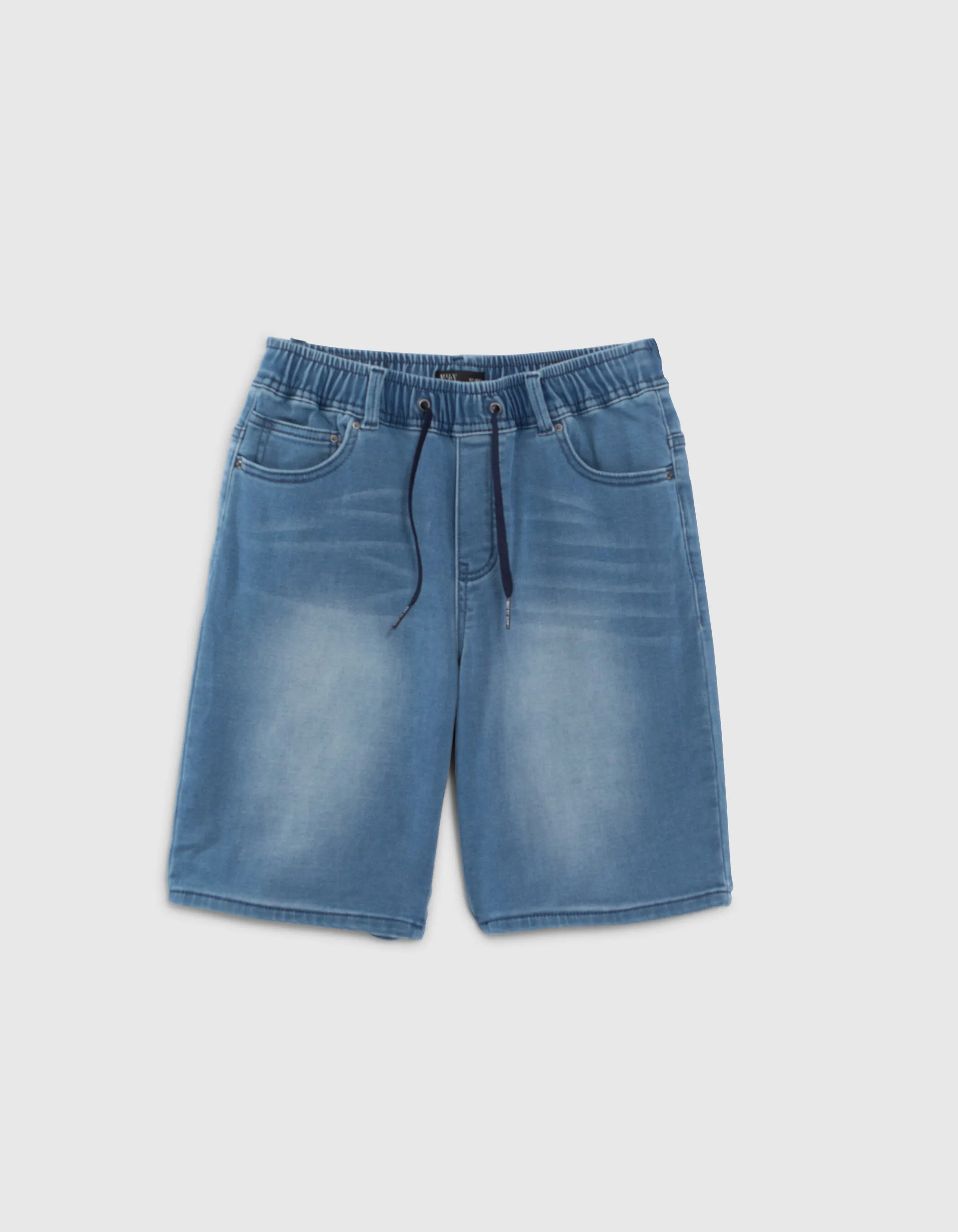 Bermuda en jean bleu taille élastiquée garçon