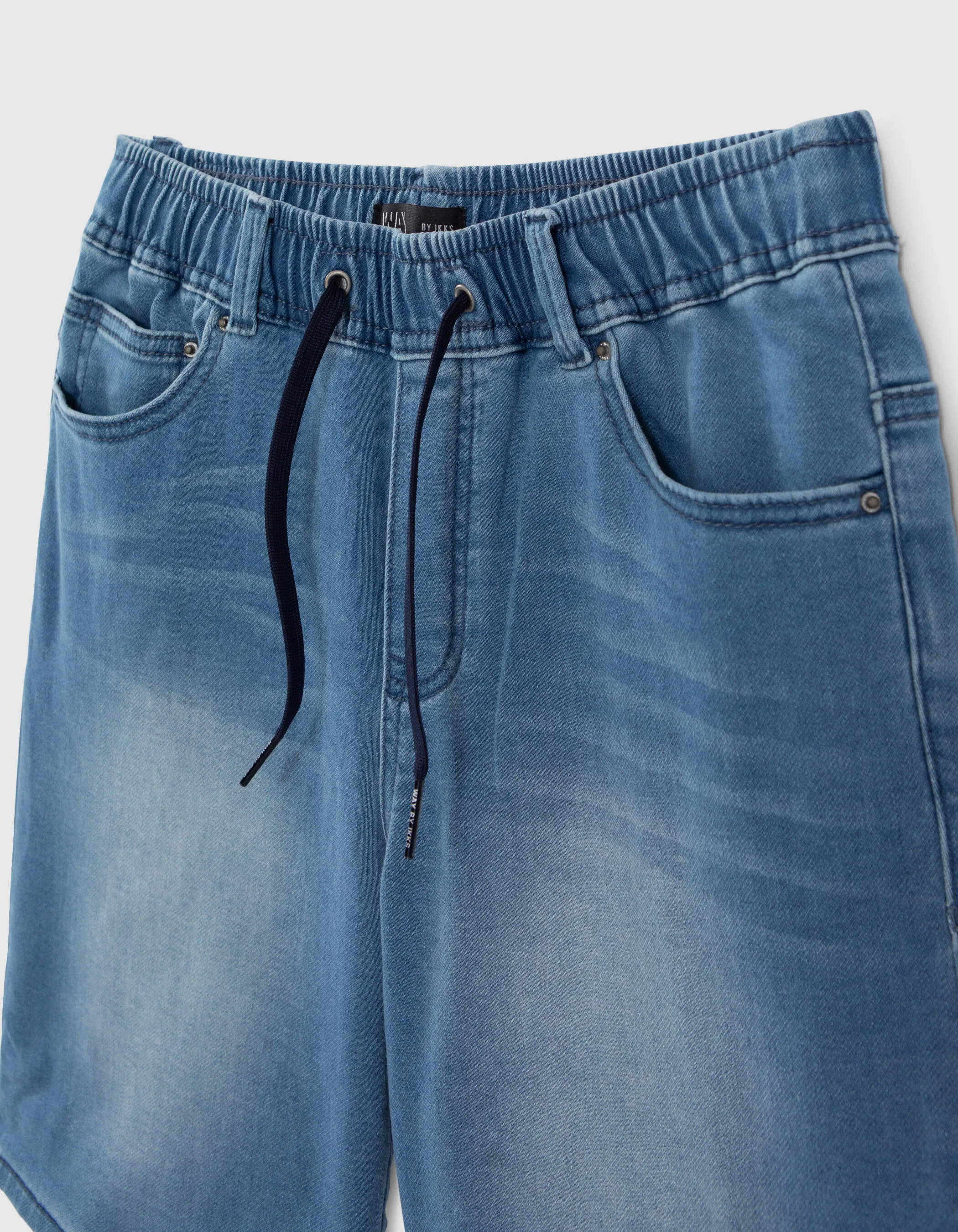 Bermuda en jean bleu taille élastiquée garçon