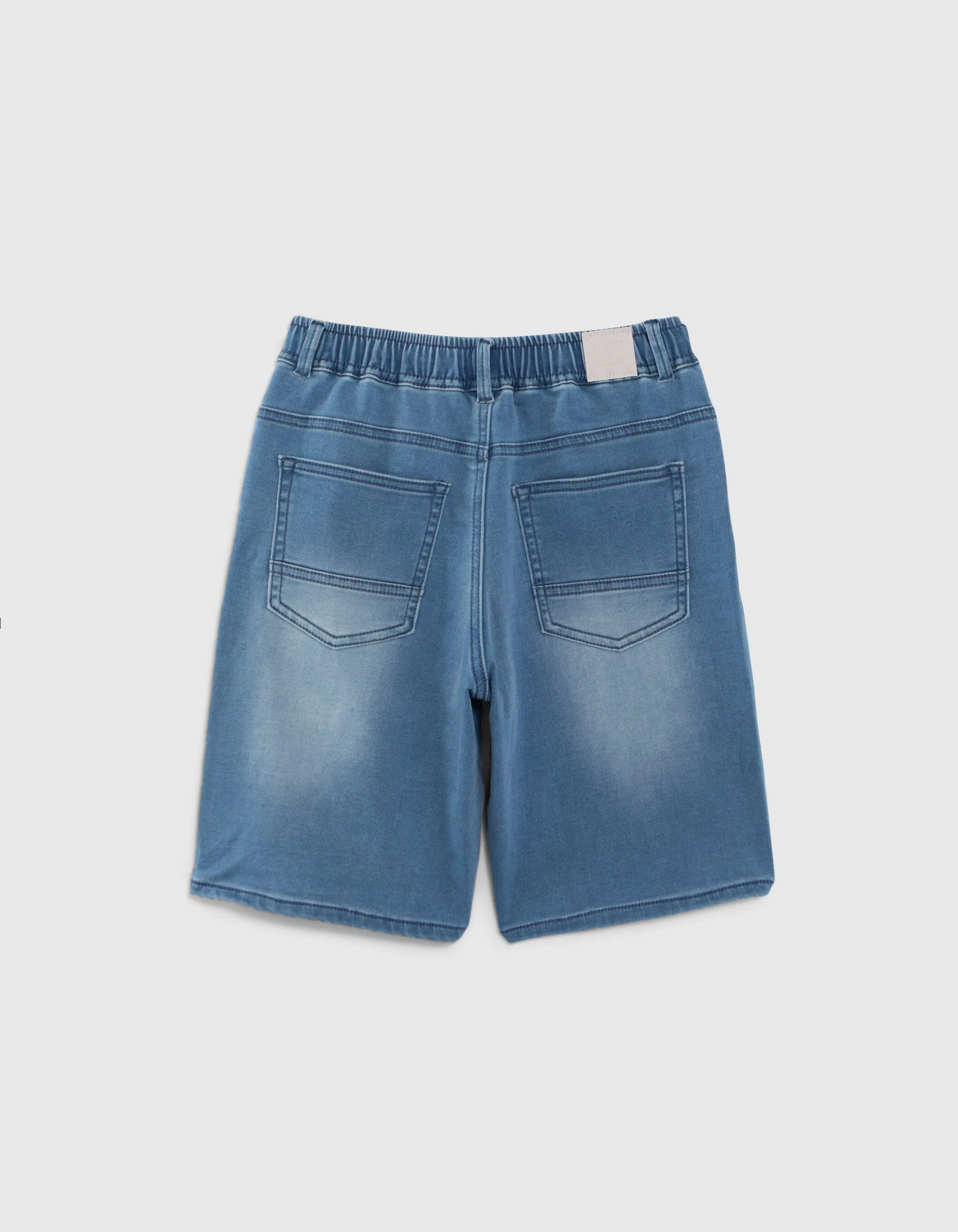 Bermuda en jean bleu taille élastiquée garçon