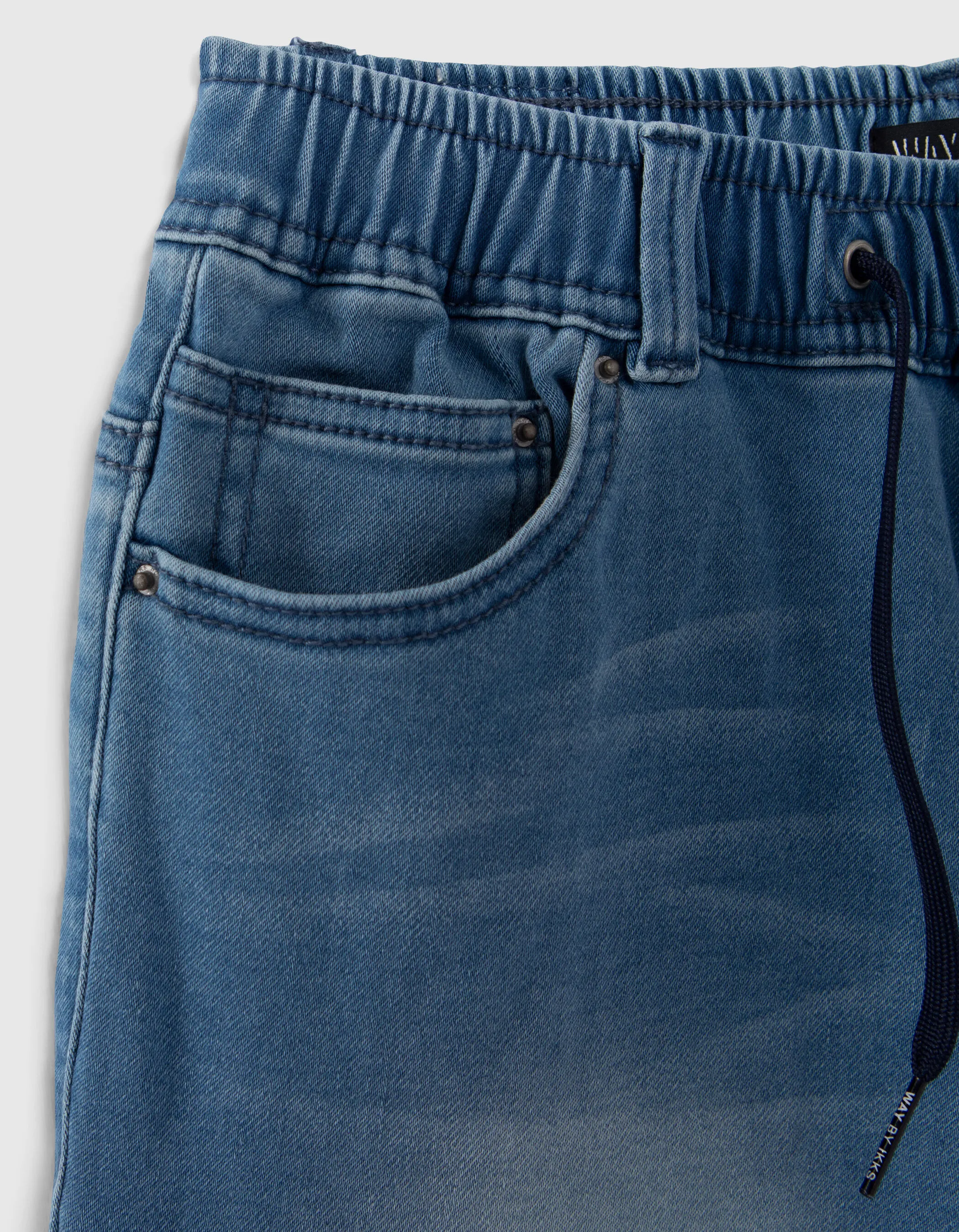 Bermuda en jean bleu taille élastiquée garçon