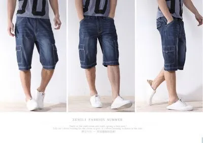 Bermuda en Jeans pour Homme avec Poches Côtés Grandes tailles