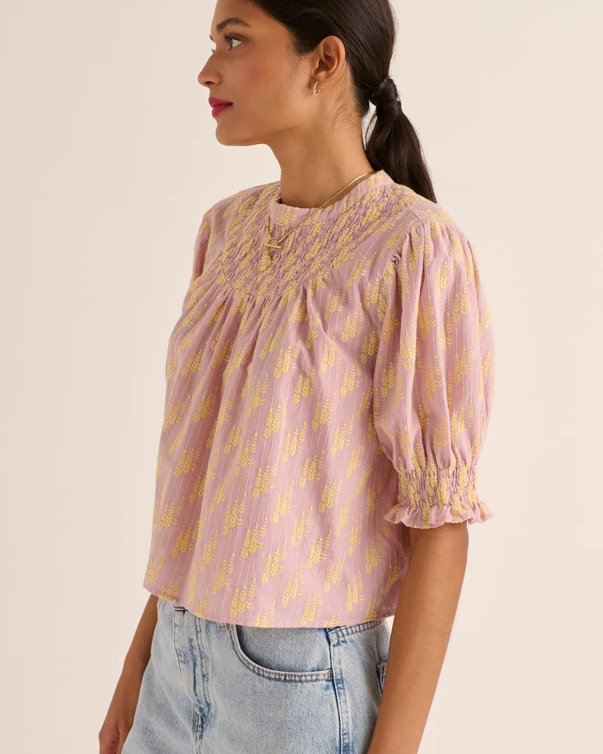 Blouse Amicie broderie rose et jaune