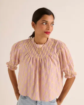 Blouse Amicie broderie rose et jaune