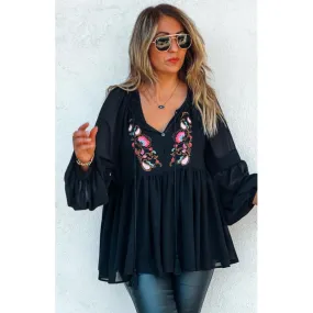 Blouse COACHELLA noire Blouses bohème By Keva 