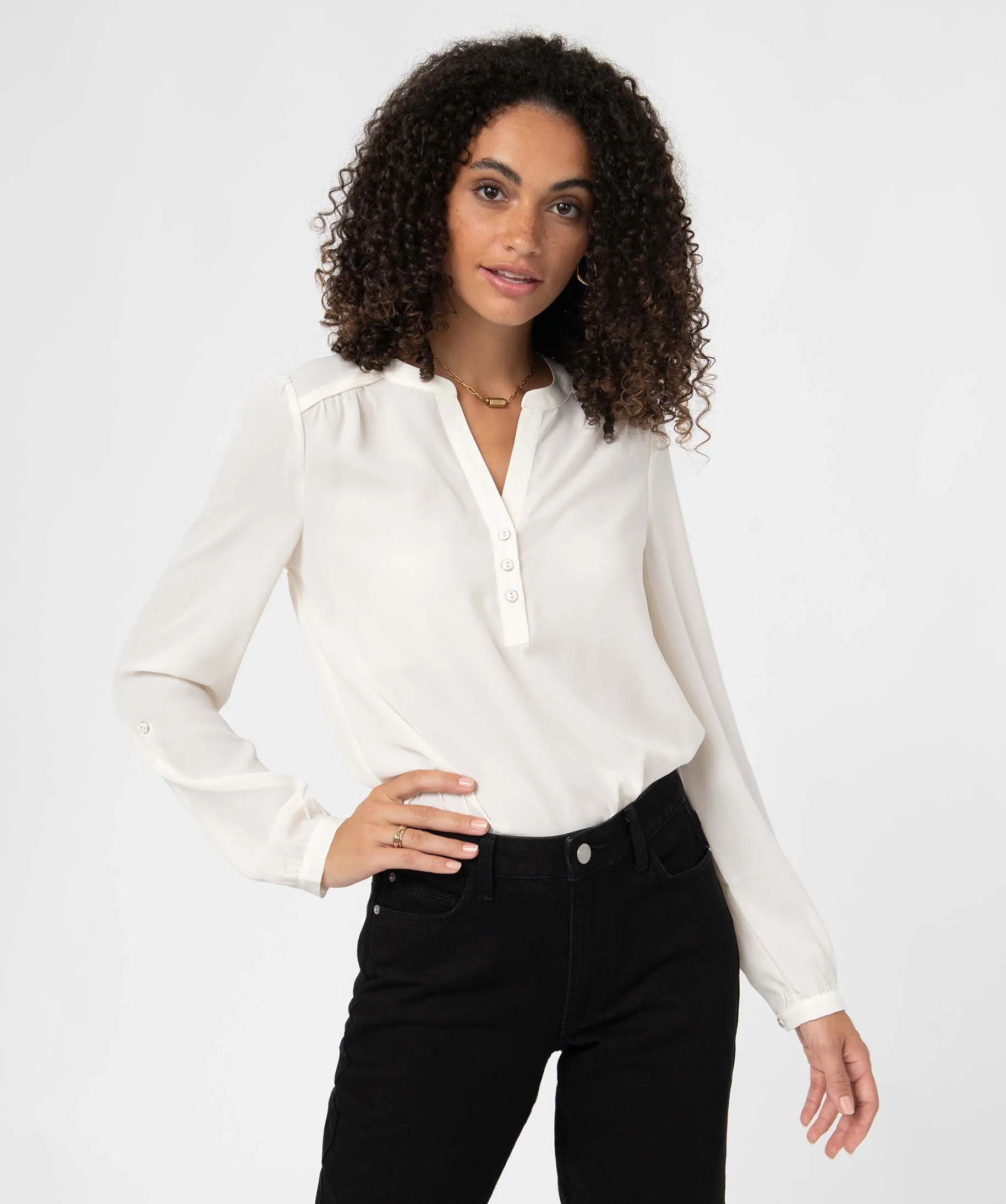 blouse femme avec manches longues retroussables beige blouses