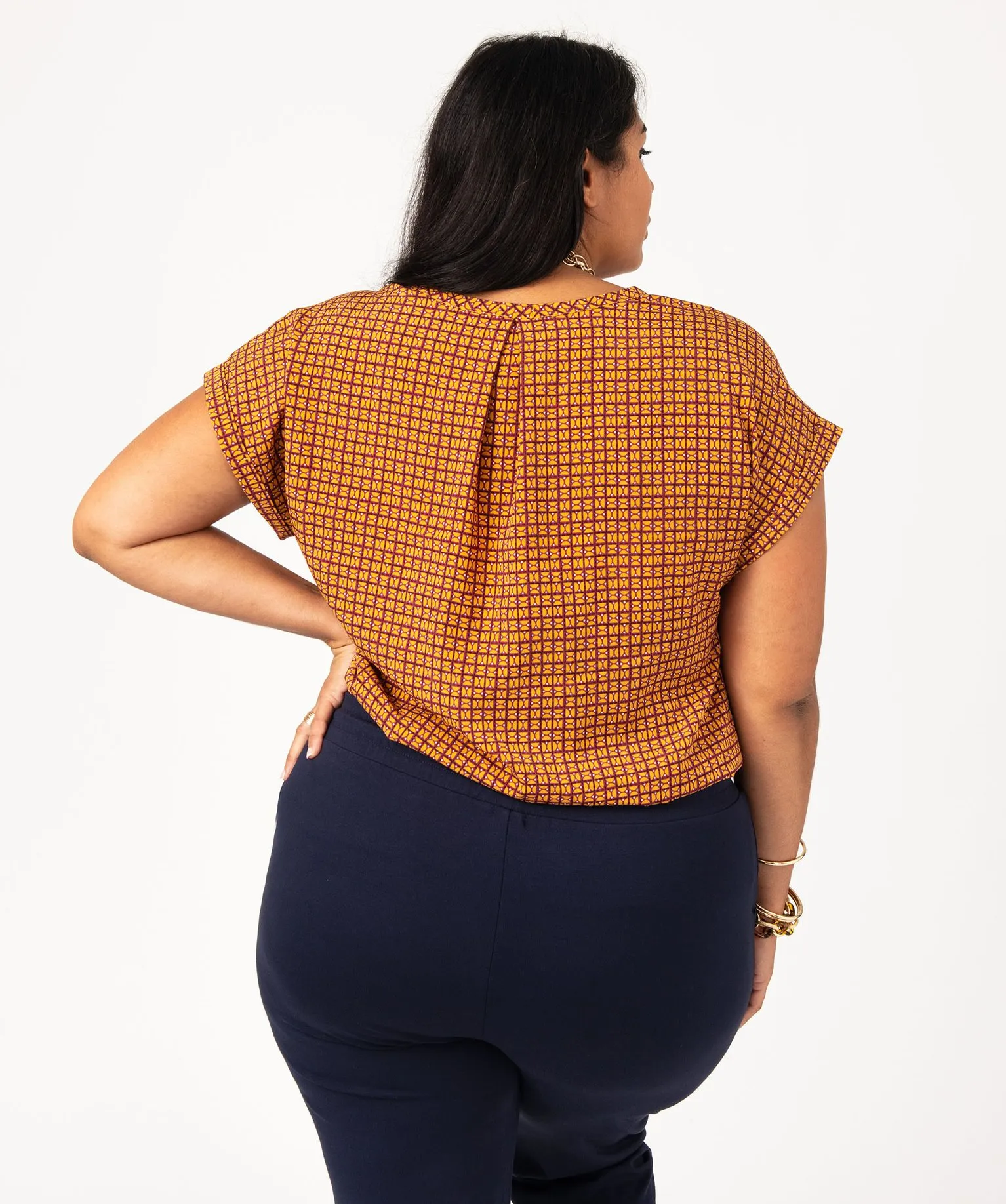 blouse imprimee a manches courtes femme grande taille orange blouses