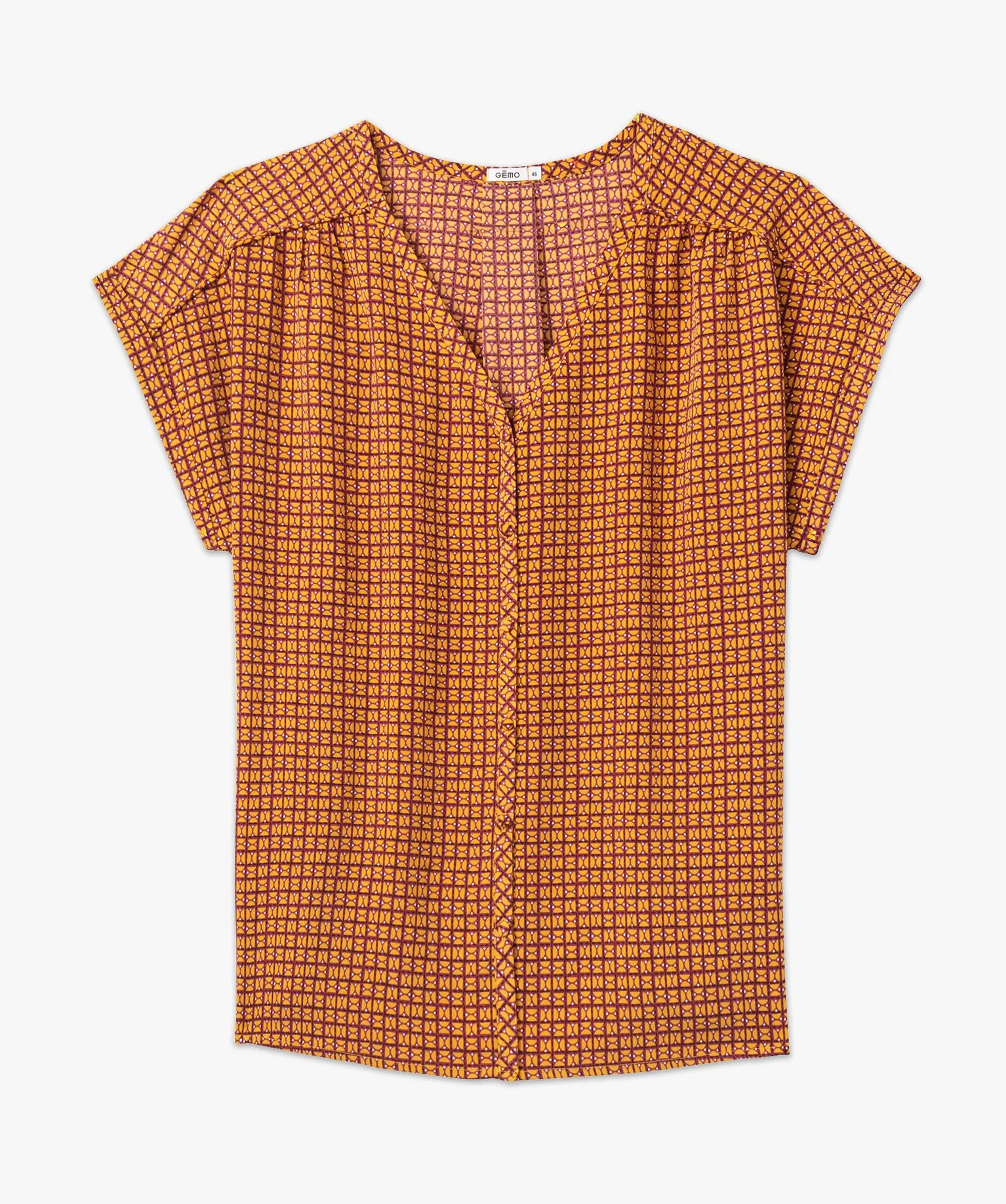 blouse imprimee a manches courtes femme grande taille orange blouses