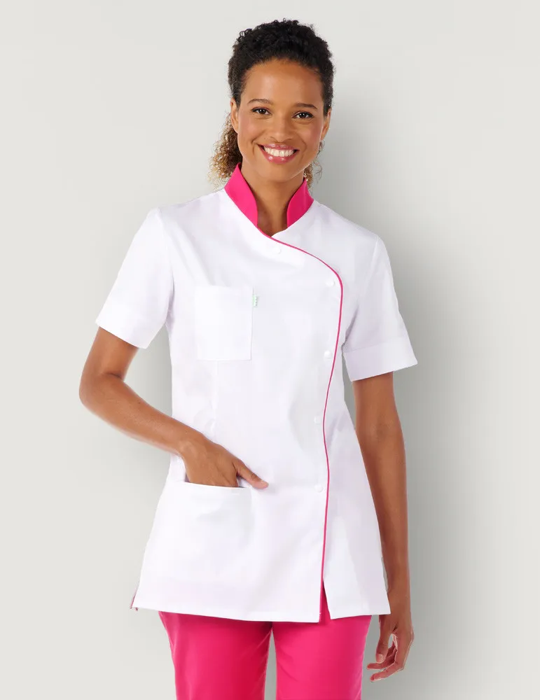 Blouse médicale blanche et couleur femme - Coupe asymétrique | Belissa