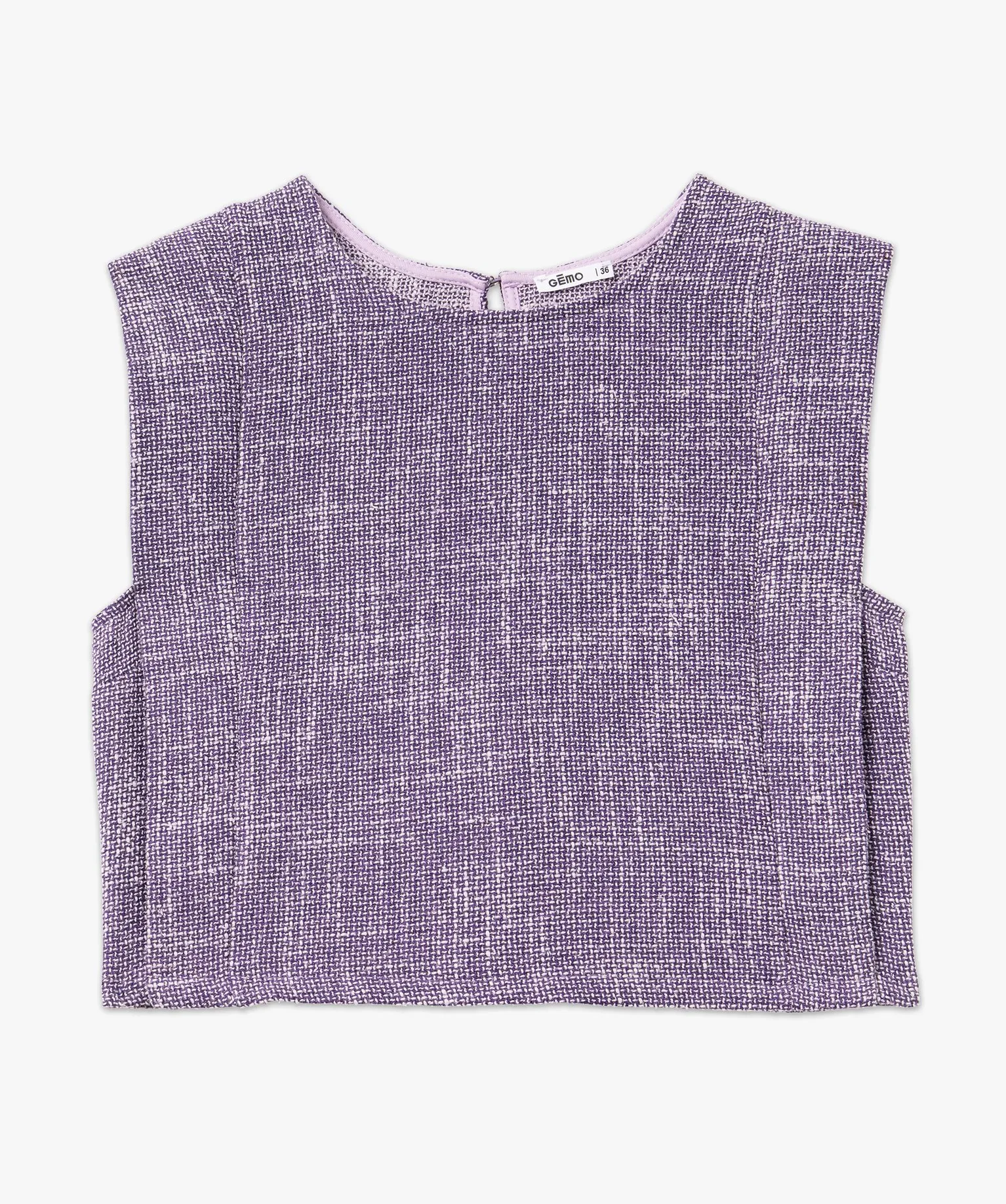 blouse sans manches aspect tweed femme violet blouses