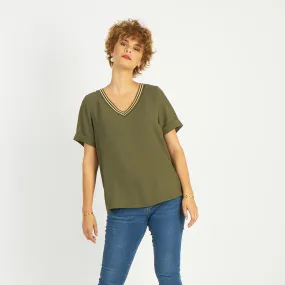 Blouses col V détail bandes à l'encolure Elena | Blouse 3 SUISSES