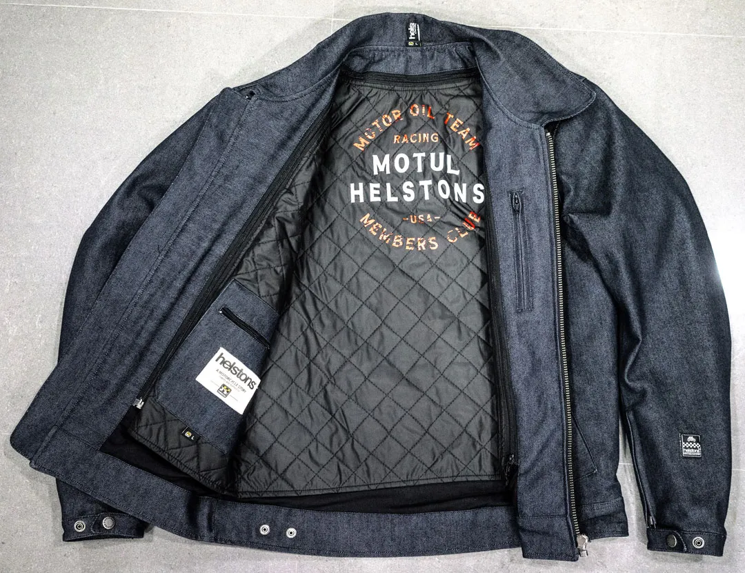 Blouson Helstons Mecanic Motul toile coton renforcée bleu jean