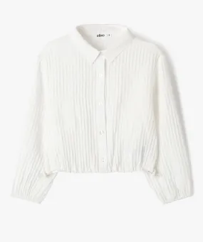 chemise en maille gaufree avec bas ajustable fille blanc chemises et blouses