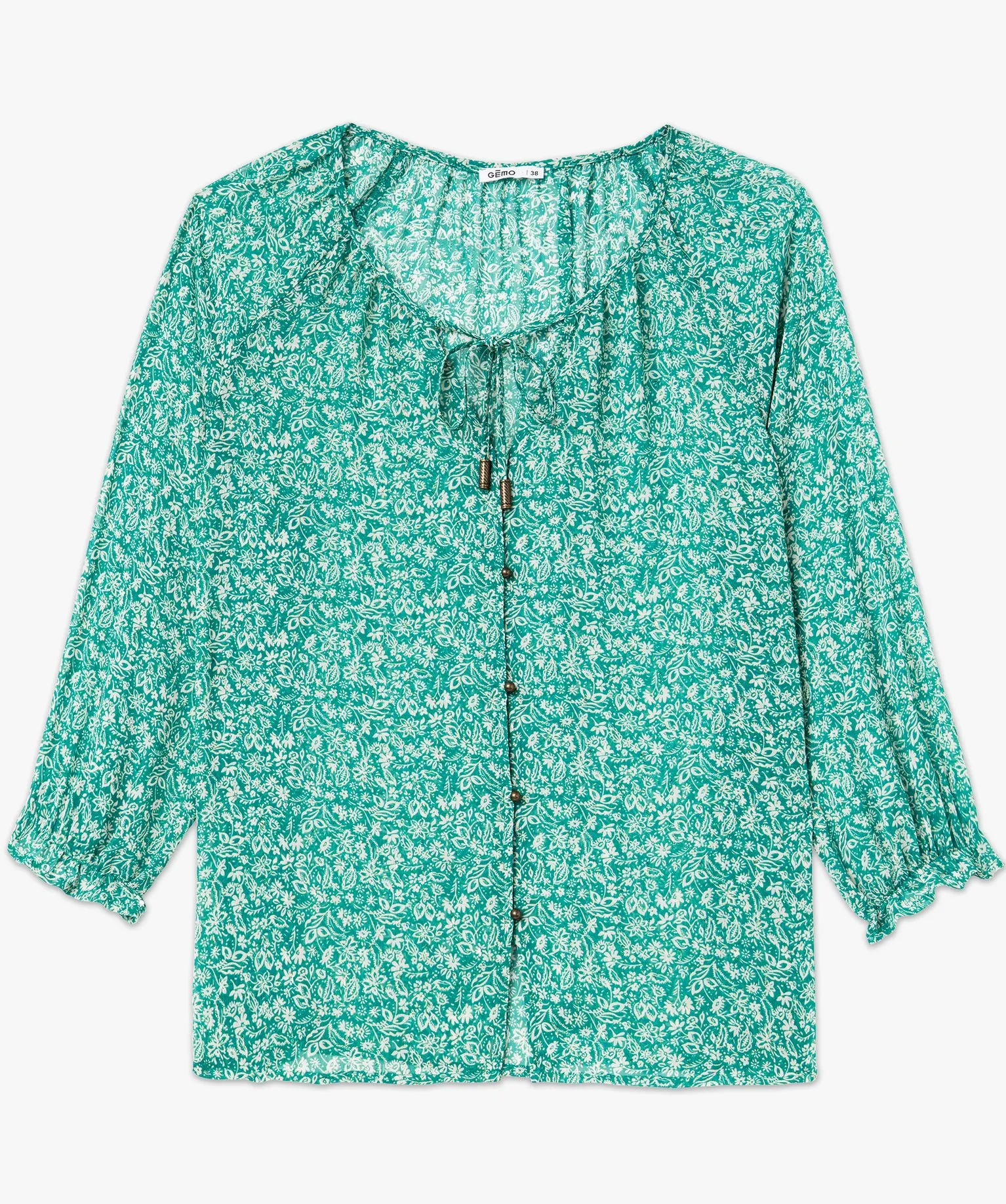 chemise imprimee en voile transparent femme vert blouses