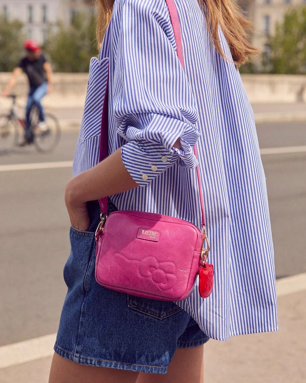 Chemise Léonor rayures bleu et blanc Hello Kitty