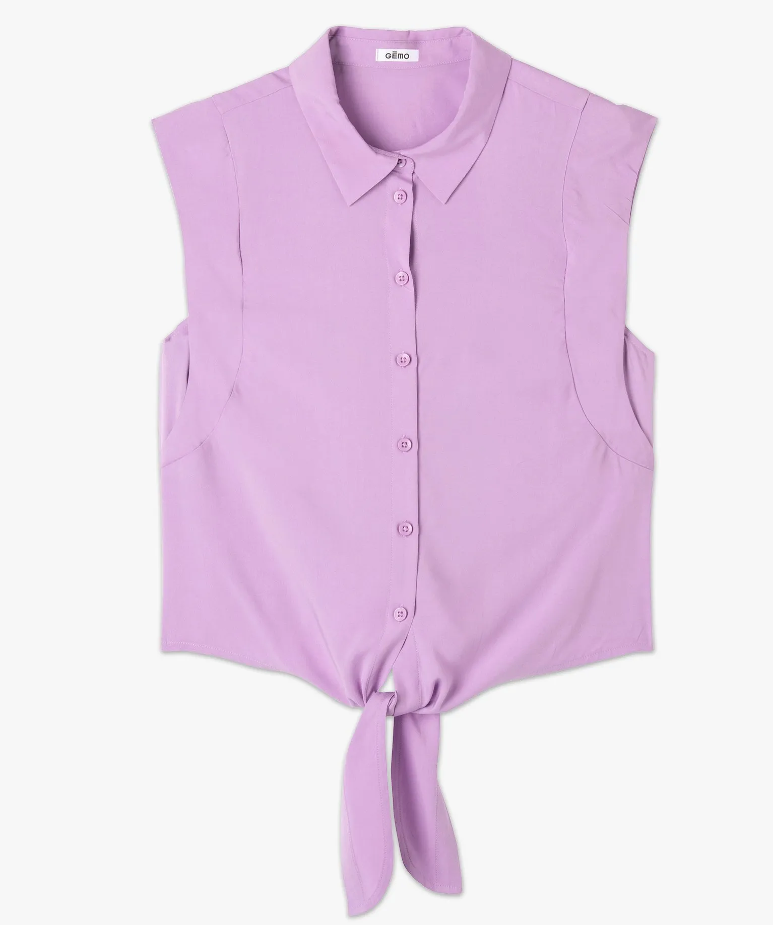 chemise sans manches avec liens a nouer femme violet blouses