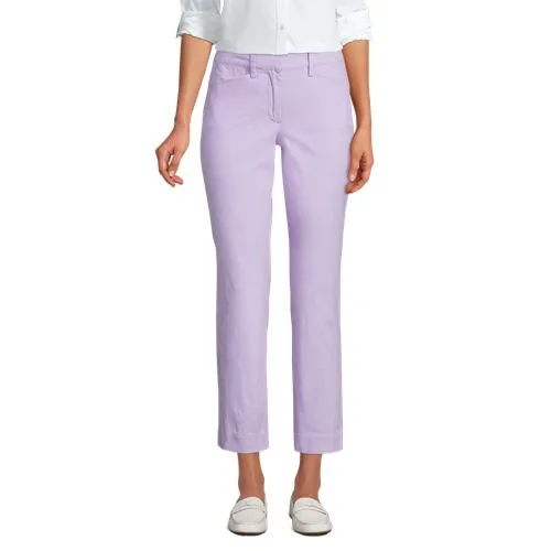 Chino Slim 7/8 en Chambray Stretch Taille Mi-Haute, Femme Stature Standard