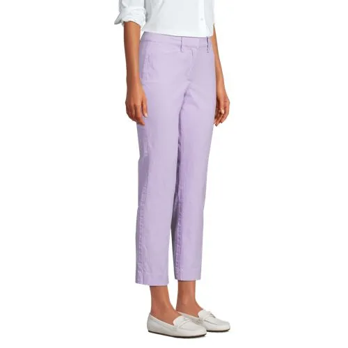 Chino Slim 7/8 en Chambray Stretch Taille Mi-Haute, Femme Stature Standard