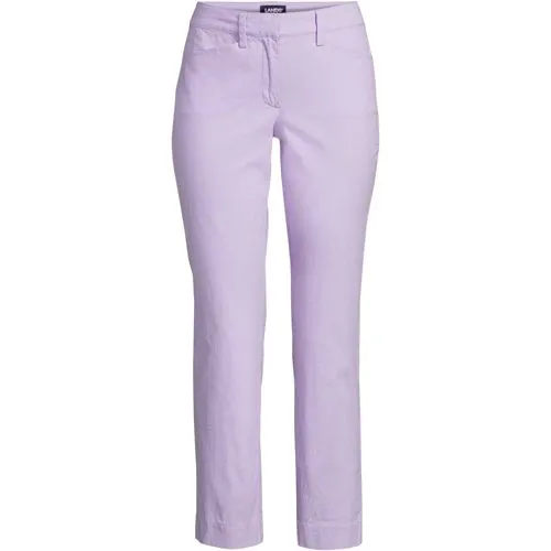 Chino Slim 7/8 en Chambray Stretch Taille Mi-Haute, Femme Stature Standard