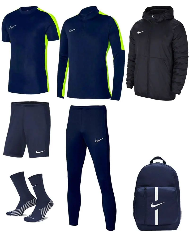 Ensemble Nike Academy 23 pour Enfant. Survêtement + Maillot + Short + Chaussettes + Parka + Sac (7 pièces)