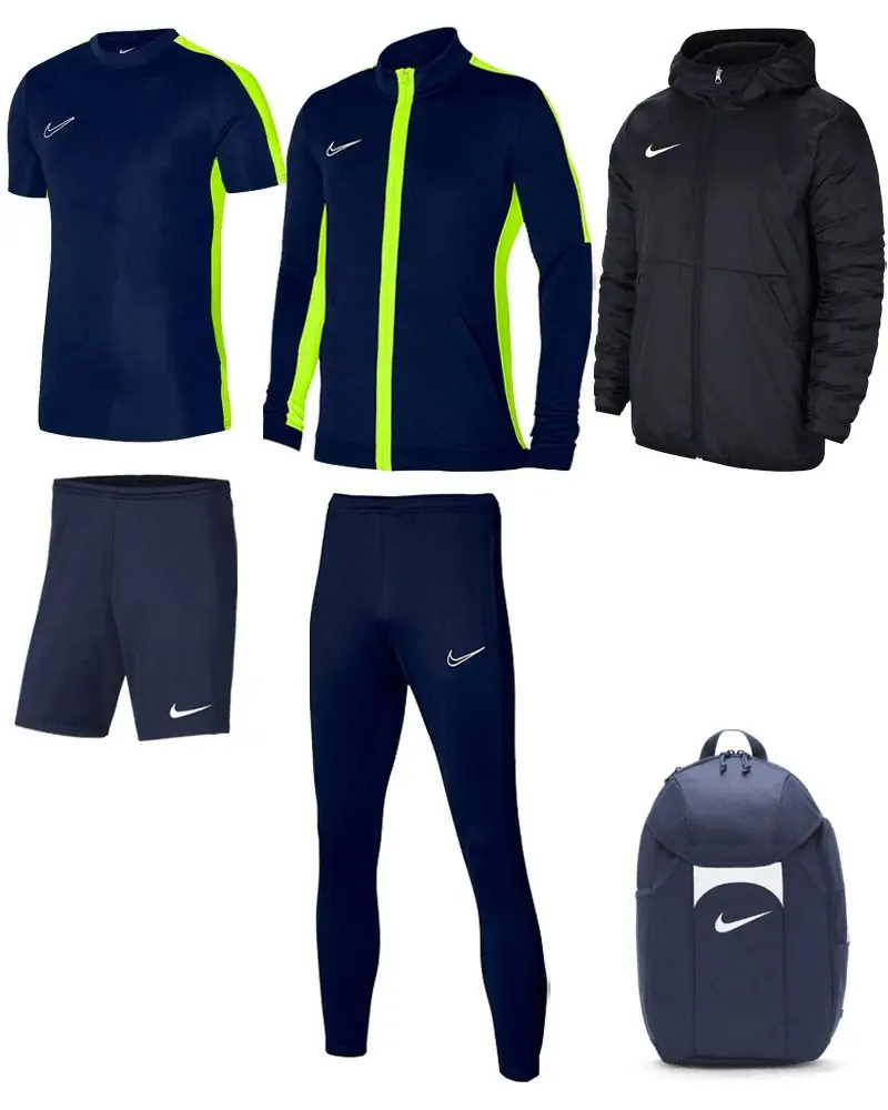 Ensemble Nike Academy 23 pour Homme. Survêtement + Maillot + Short + Parka + Sac (6 pièces)