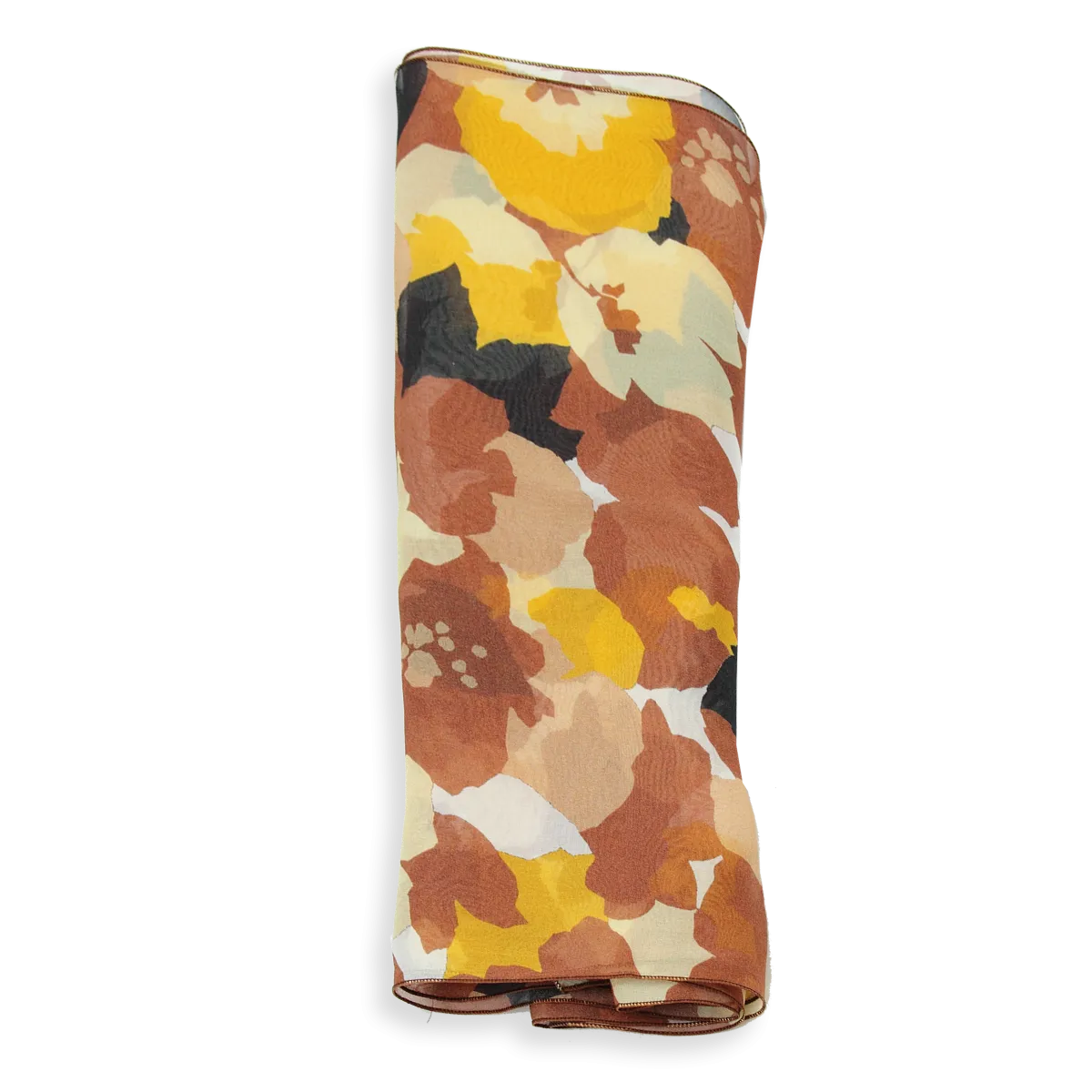 FOULARD SOIE IMPRIMEE BRUN - FLORAL