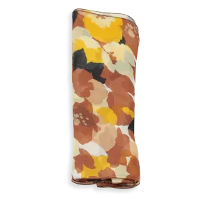 FOULARD SOIE IMPRIMEE BRUN - FLORAL