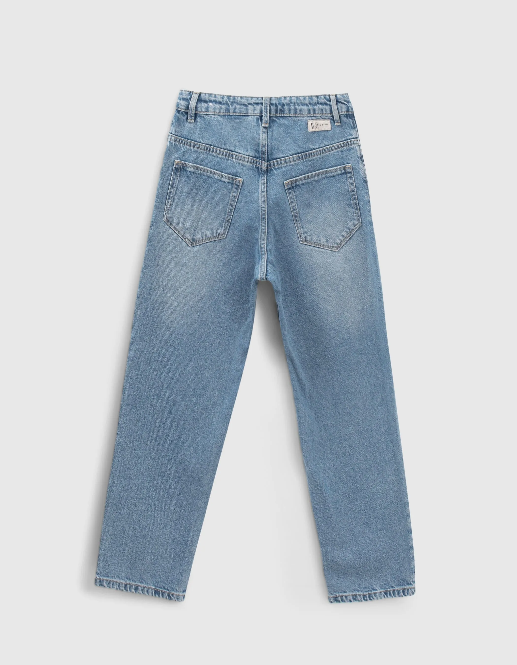 Jean droit bleu coton bio longueur 7/8ème fille