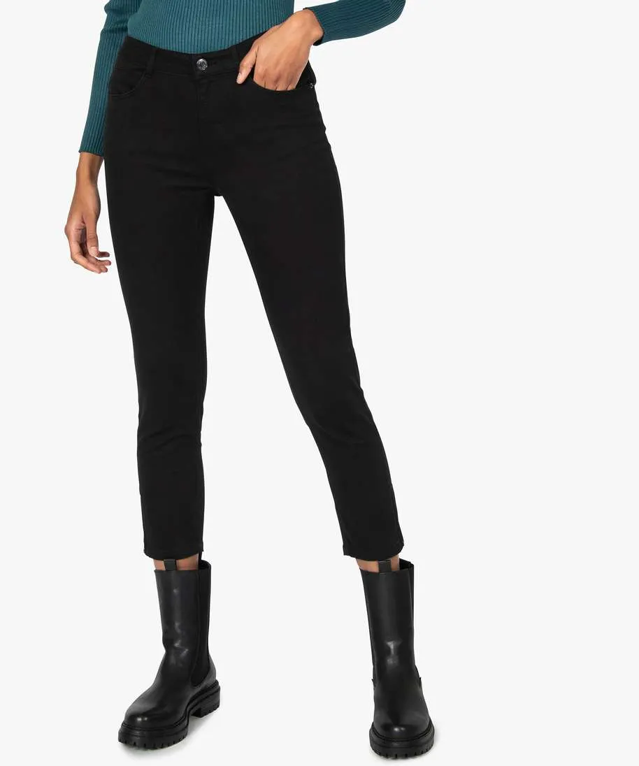 jean femme coupe skinny 78eme avec bas zippes noir pantalons