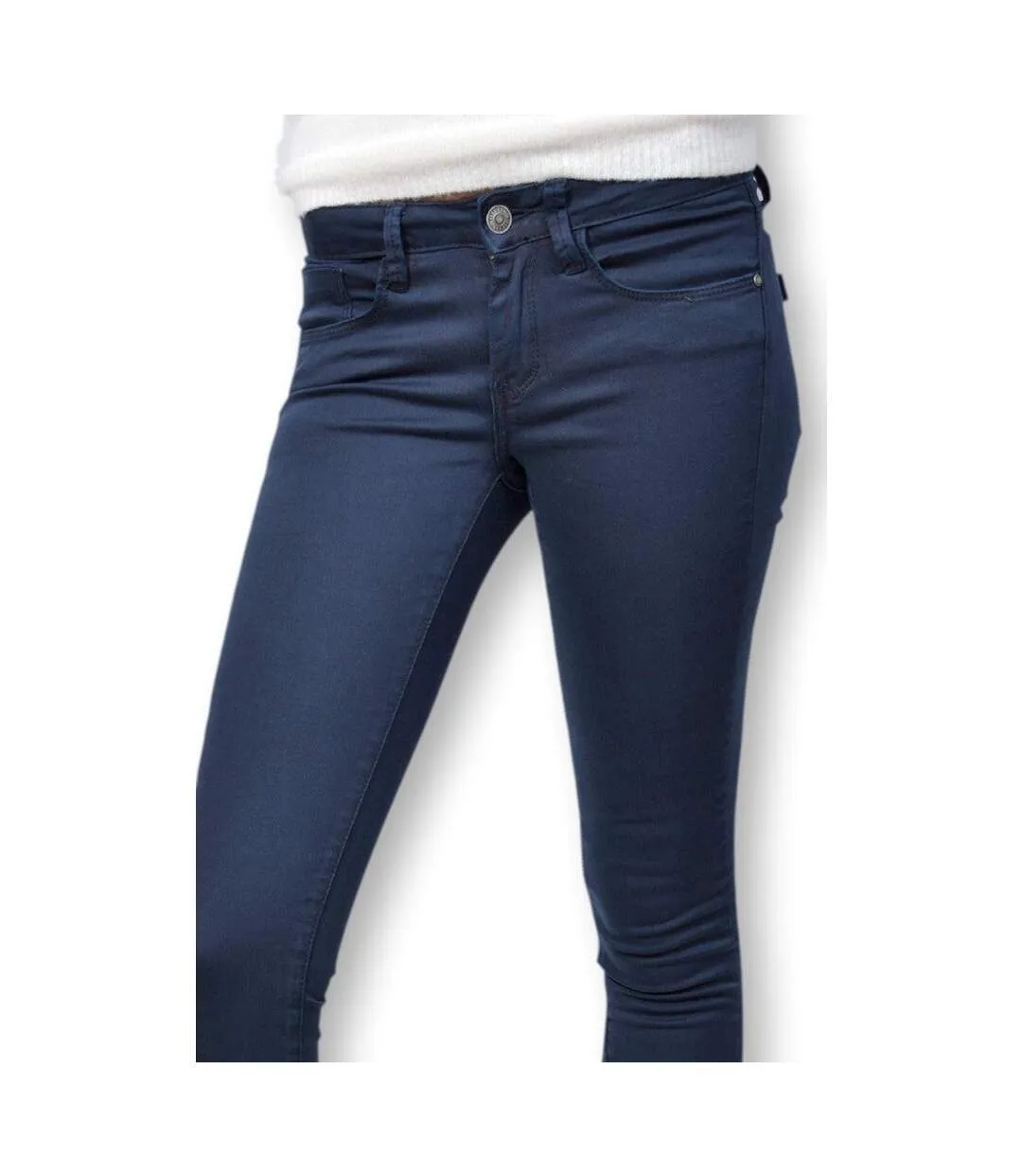 Jean femme regular waist skinny thigh and leg bleu