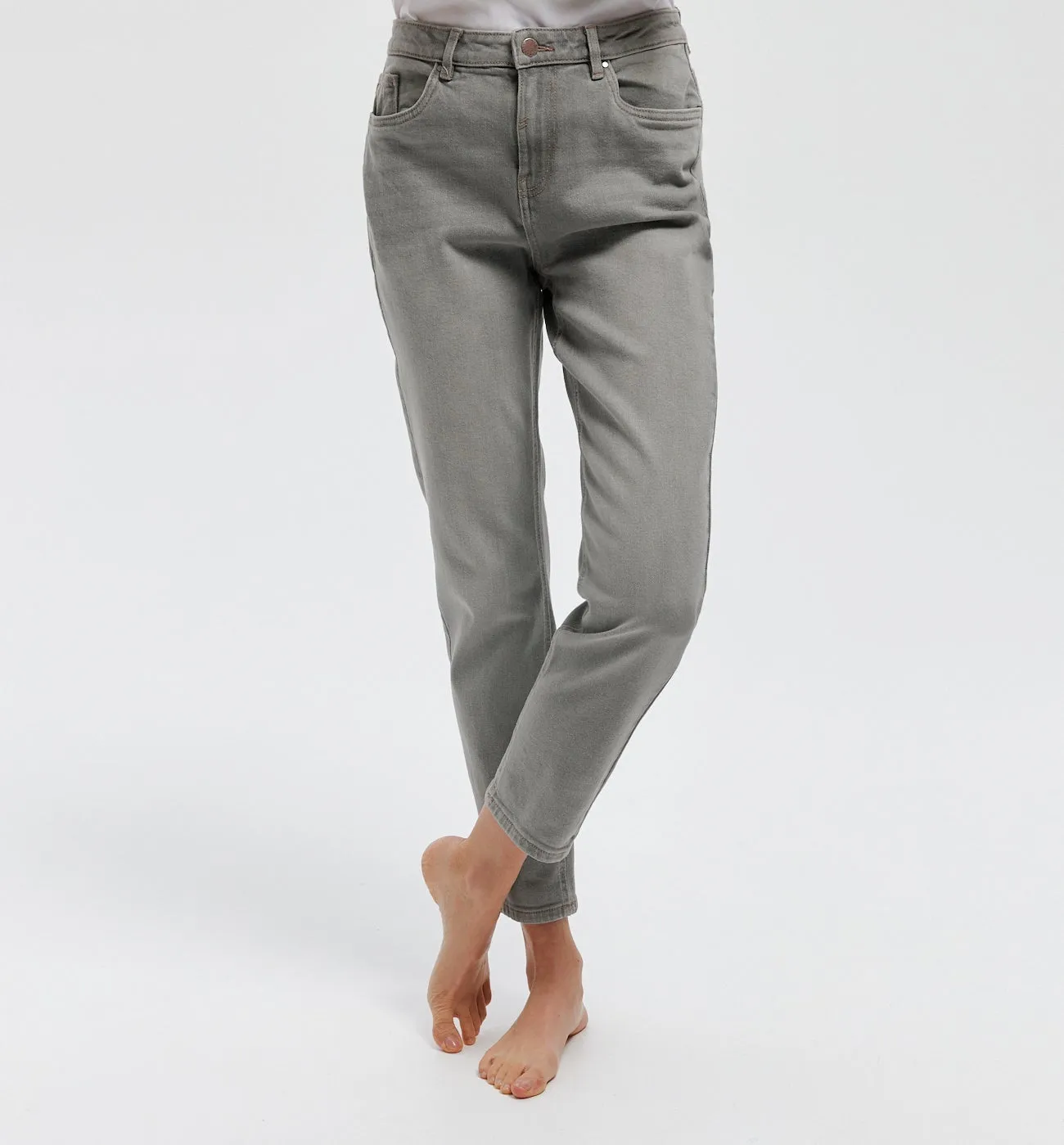 Jean mom taille haute MARCEL - Jeans gris