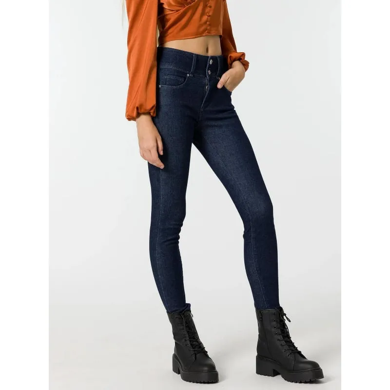 Jean skinny double up 438 bleu marine femme - Tiffosi | wimod