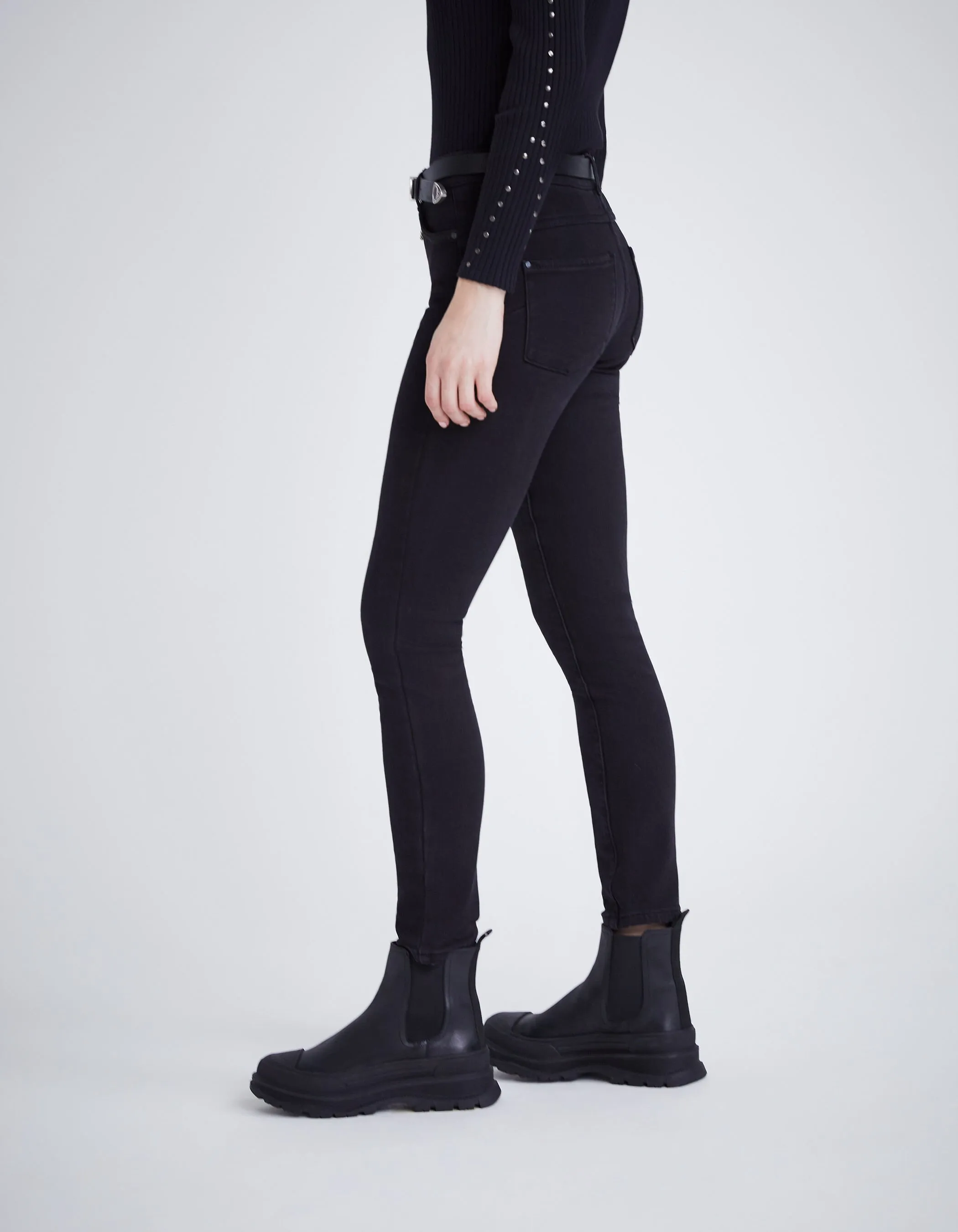 Jean slim noir Sculpt up 7/8 Cosy Fleece Femme