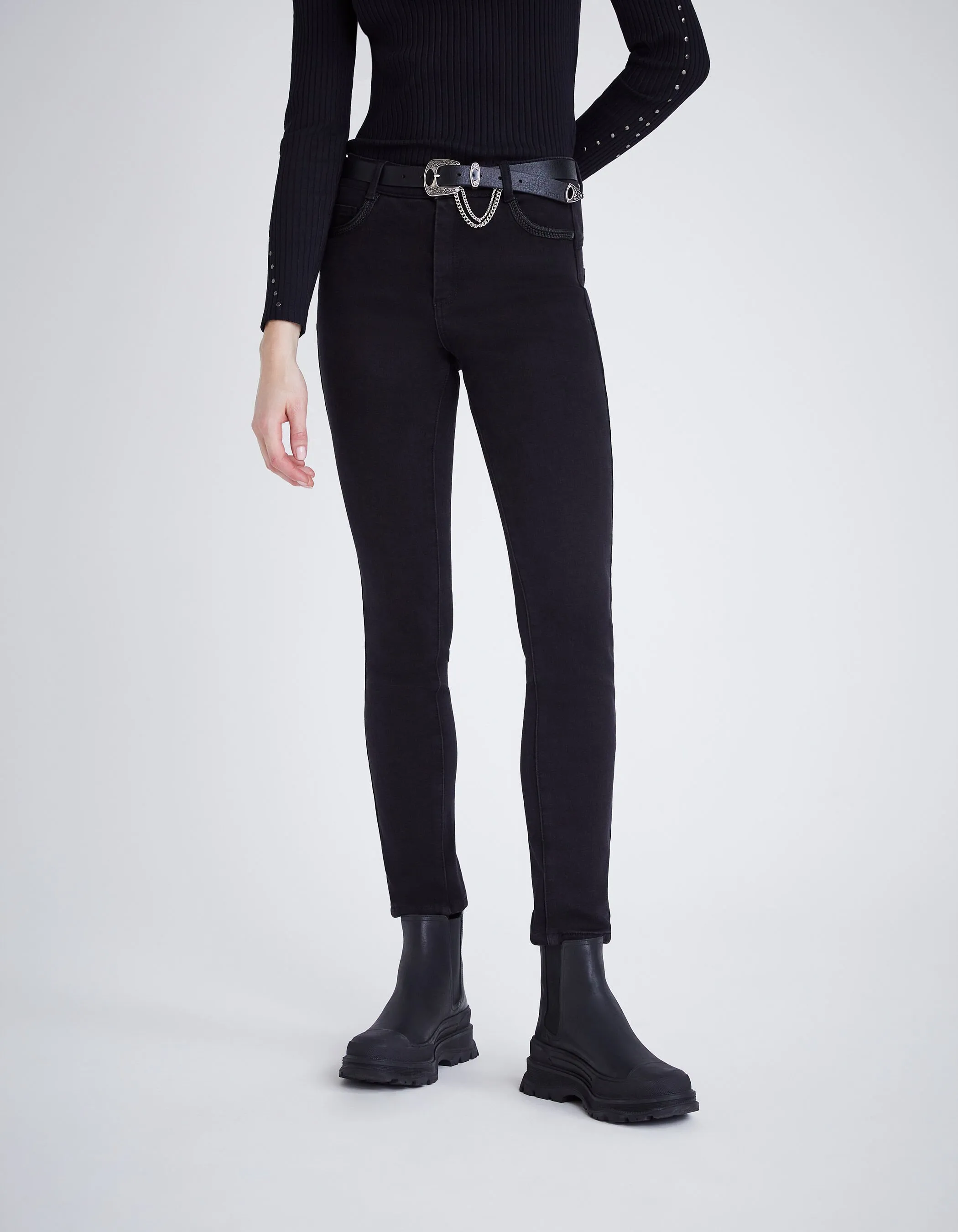 Jean slim noir Sculpt up 7/8 Cosy Fleece Femme