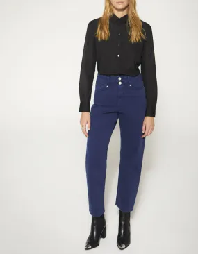 Jean slouchy bleu marine mid waist longueur cropped femme