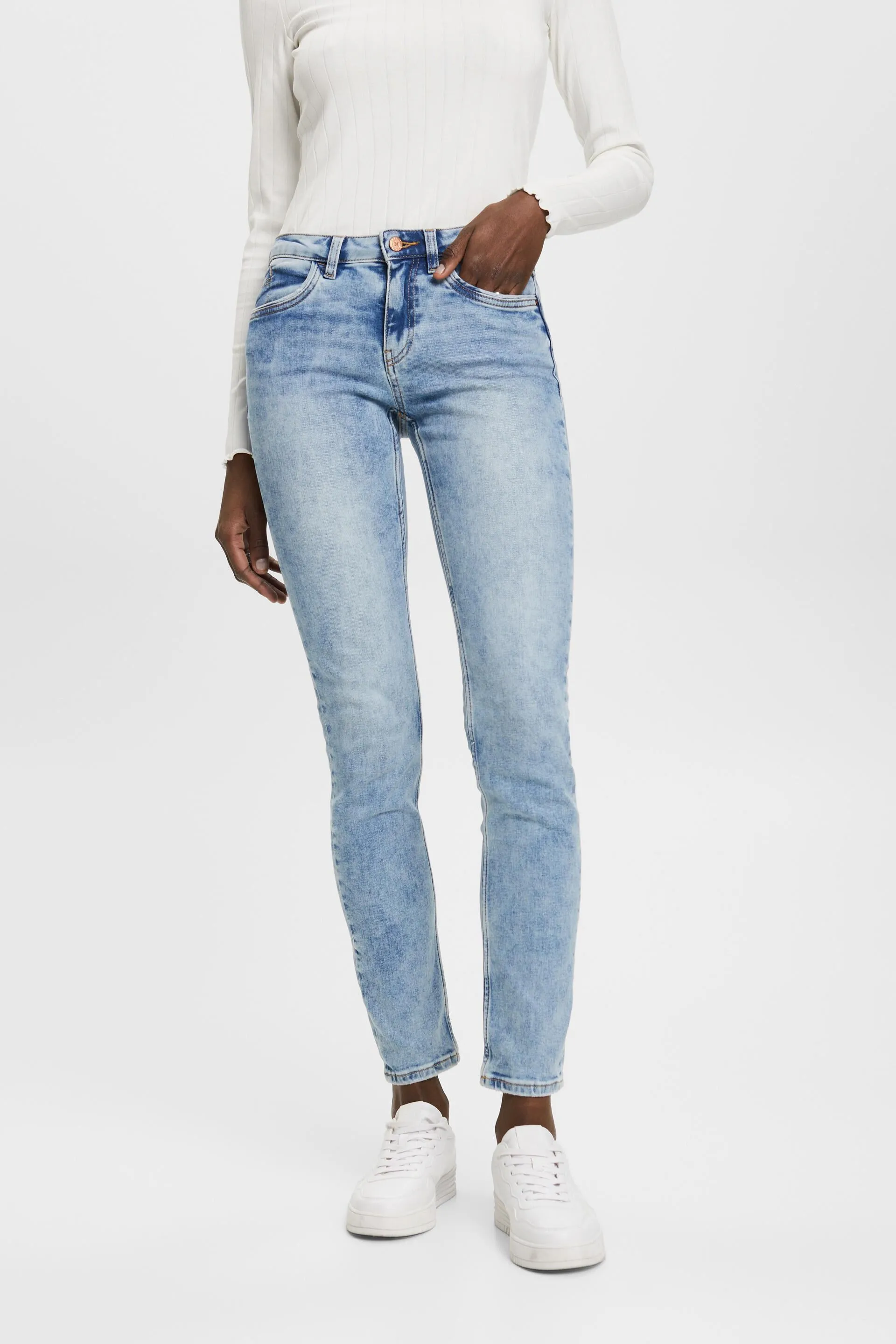 Jean stretch de coupe Slim Fit à taille mi-haute