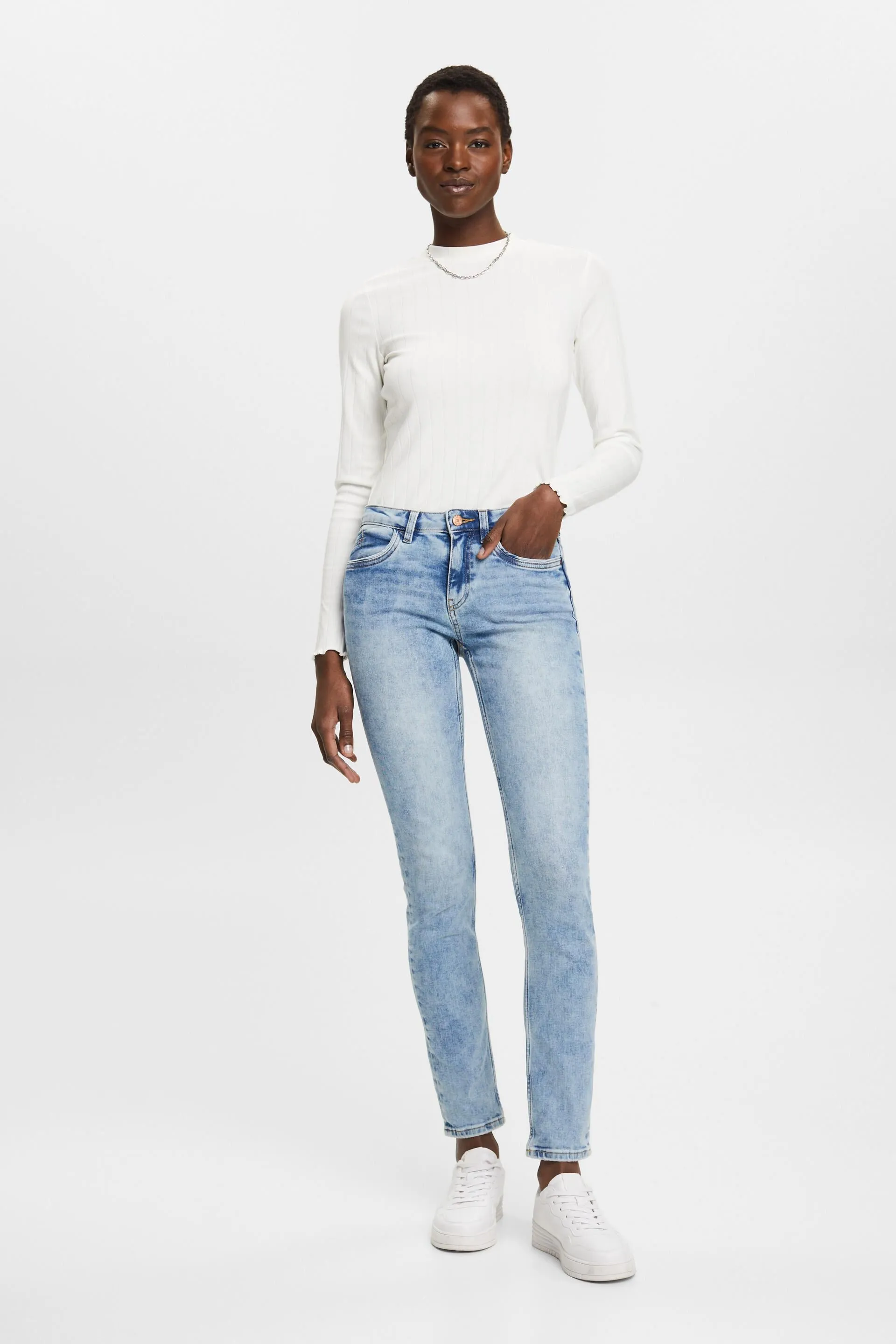 Jean stretch de coupe Slim Fit à taille mi-haute