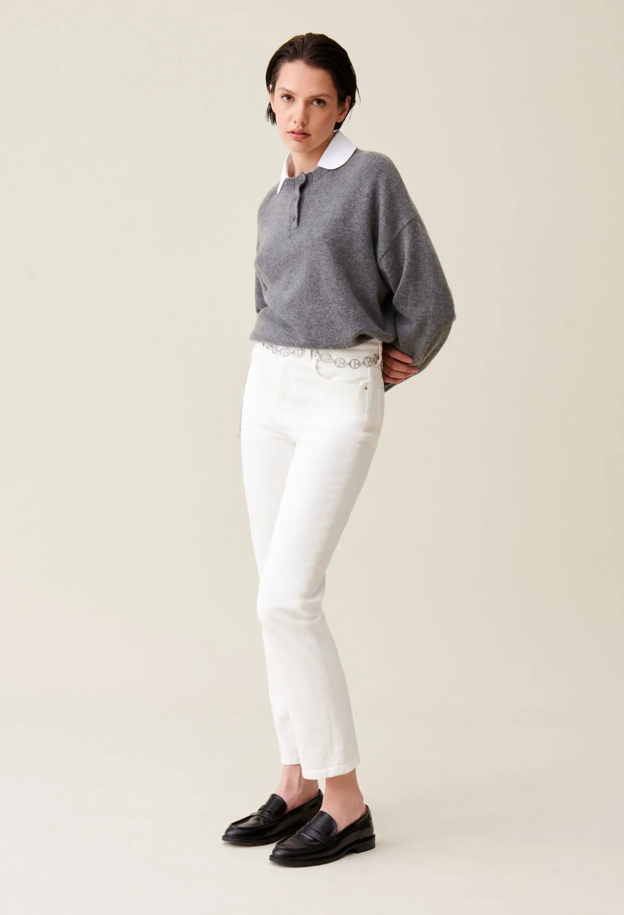 Jean Toto slim 7/8ème écru | Claudie FR