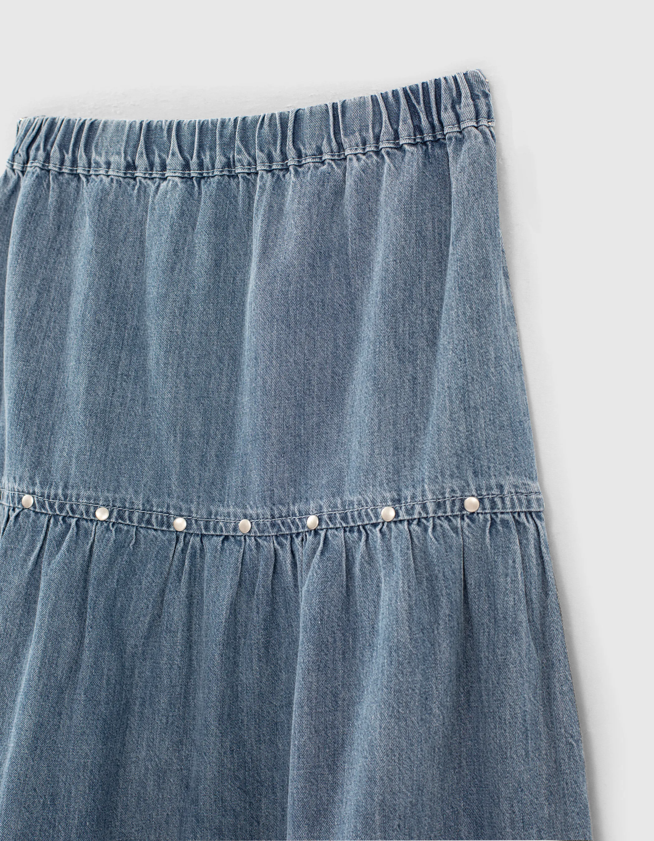 Jupe longue en jean light blue fille