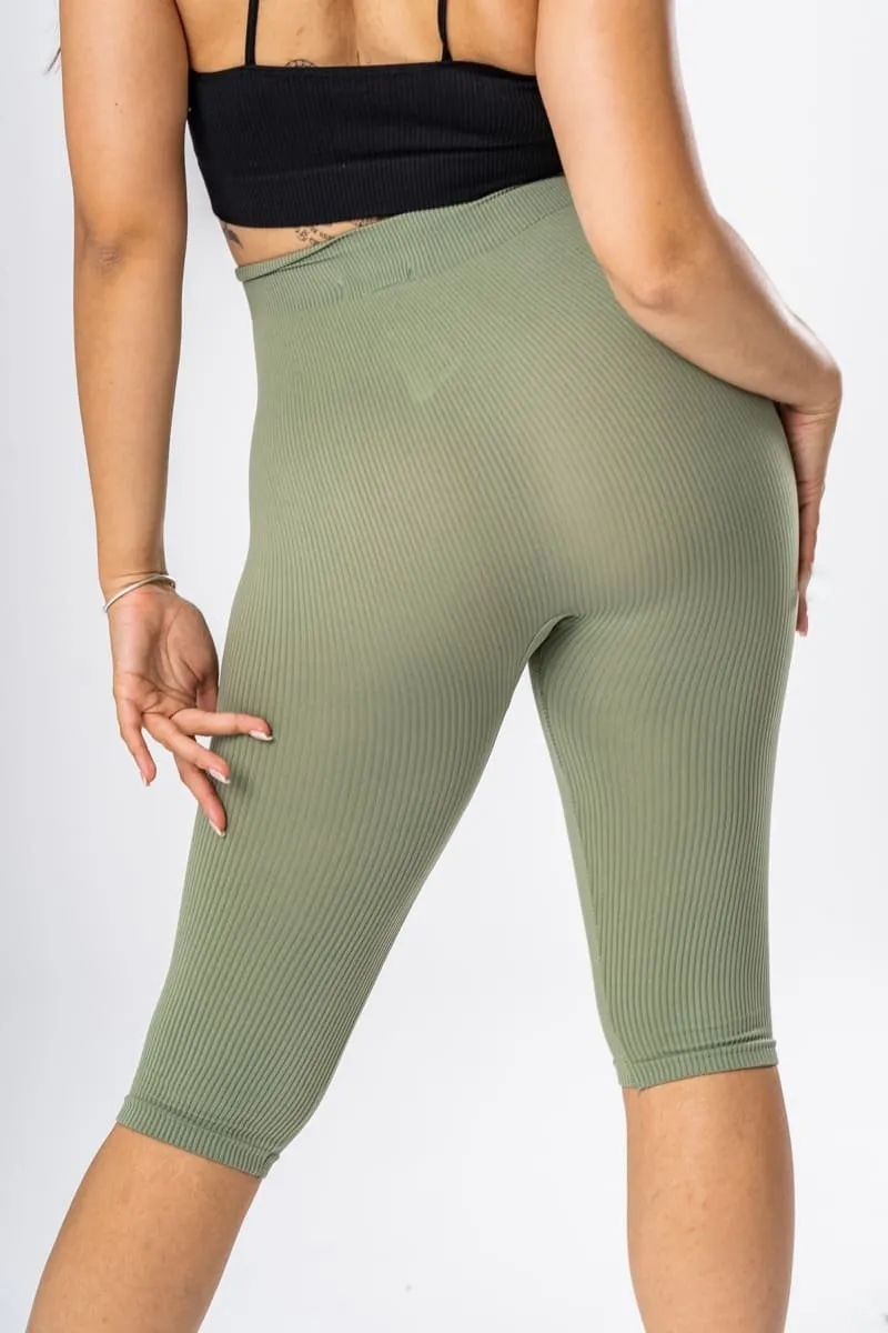 Legging short côtelé kaki