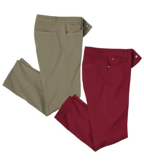 Lot de 2 Pantalons en Twill STRETCH CONFORT