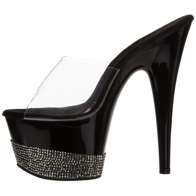 Noir Diamant 18 cm Pleaser ADORE-701-3 Mules Talons Aiguilles