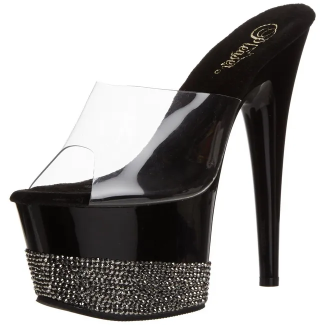 Noir Diamant 18 cm Pleaser ADORE-701-3 Mules Talons Aiguilles