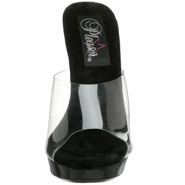 Noir Transparent 13 cm Fabulicious LIP-101 Mules Talons Aiguilles