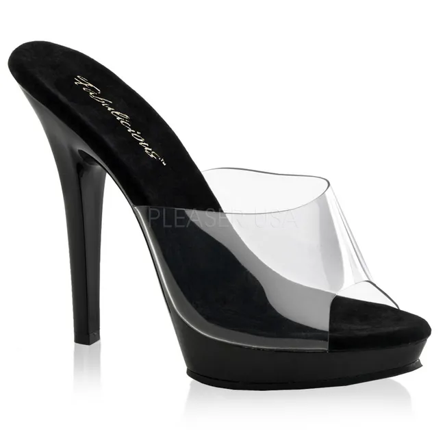 Noir Transparent 13 cm Fabulicious LIP-101 Mules Talons Aiguilles