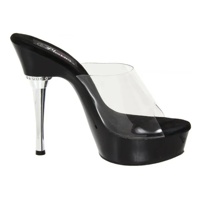 Noir Transparent 14 cm Pleaser ALLURE-601 Mules Talons Aiguilles